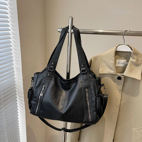 Grande Borsa Tote Donna Pelle PU Tasche Multiple Tracolla Borsa Mano Vintage Texture Lychee Quotidiano Casual Lavoro