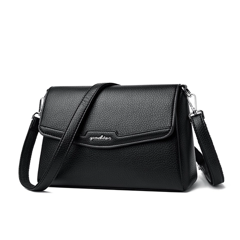 Women Litchi Pattern PU Leather Crossbody Bag Minimalist Small Square Shoulder Bag With Flap Metal Logo For Daily Work
