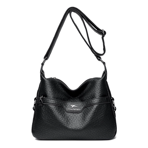 Women Crossbody Bag Litchi Texture PU Leather Multi Layer Zipper Shoulder Bag Simple Retro Elegant Casual Style