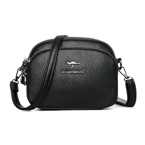 Women Litchi Grain PU Leather Crossbody Bag Triple Zipper Multi Layer Shoulder Bag Trendy Casual Small Square Purse
