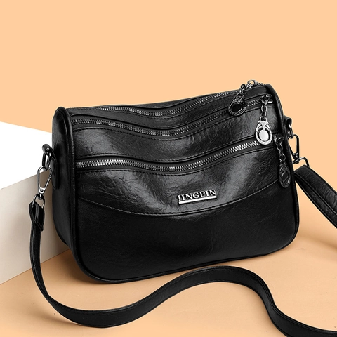 Borsa A Tracolla Donna Pelle PU Tasche Multiple Con Cerniera Grande Capacità Tracolla Regolabile Borsa A Spalla Casual