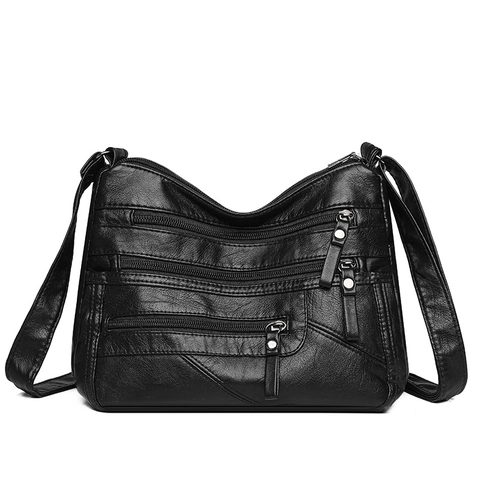 Borsa A Tracolla Donna Pelle PU Morbida Tasche Multiple Cerniera Grande Capacità Borsa Spalla Tracolla Regolabile