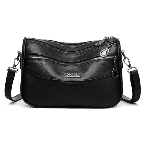 Borsa A Tracolla Donna Pelle PU Tasche Multiple Con Cerniera Grande Capacità Tracolla Regolabile Borsa A Spalla Casual