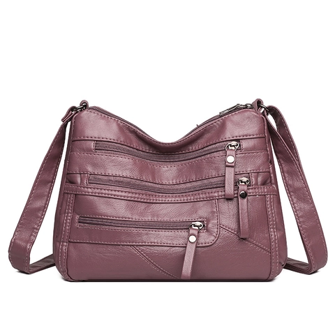 Borsa A Tracolla Donna Pelle PU Morbida Tasche Multiple Cerniera Grande Capacità Borsa Spalla Tracolla Regolabile