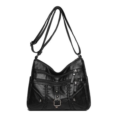 Borsa A Tracolla Da Donna Pelle PU Tasche Multiple Cerniera Trama Intrecciata Borchia Retro