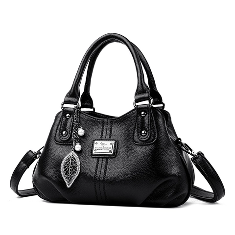 Bolsos Elegantes Para Mujer De Cuero PU Con Patrón De Lichi Bolso De Hombro Gran Capacidad Con Colgante De Perla Artificial Y Hoja