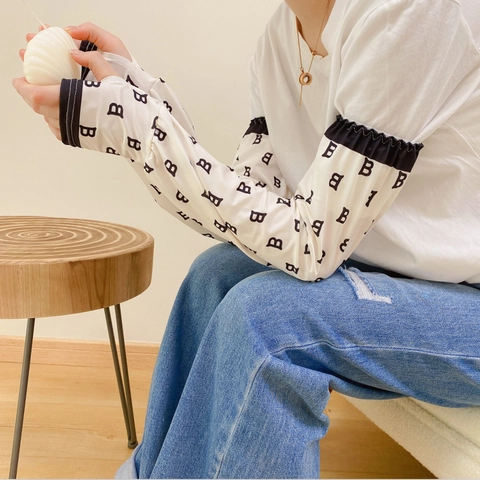 Ice Satin Sun Protection Sleeves Breathable Cooling Arm Covers Elastic Cuffs Outdoor Cycling Driving Unisex Patterned