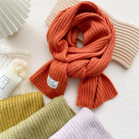 Winter Knitted Scarf For Women Men Solid Color Ribbed Soft Warm Long Neck Wrap Outdoor Accessories Minimalist Cozy