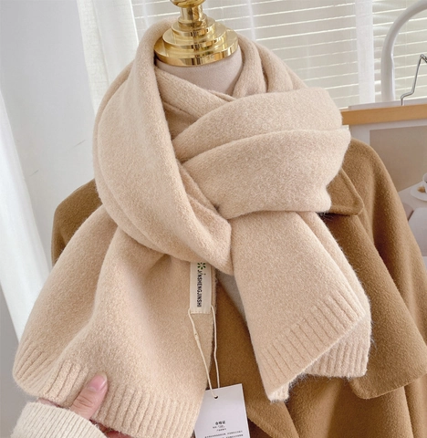 Écharpe Tricotée Épaisse D'hiver Pour Femmes Couleur Unie Châle Chaud Aspect Cachemire Style Coréen Étole Douce