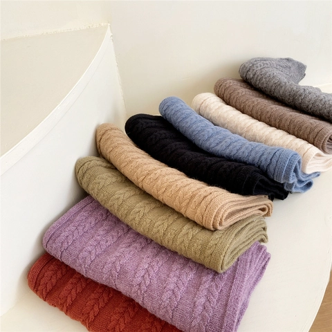 Bufanda De Invierno De Punto De Torsada Color Sólido Viscosa Gruesa Cálida Larga Para Mujeres Hombres