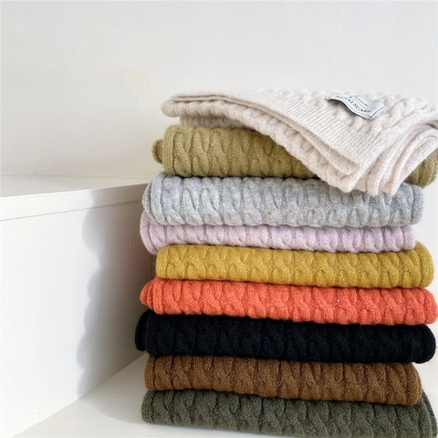 Winter Knit Scarf Thick Warm Cable Knit Solid Color Long Shawl For Women And Men Outdoor Soft