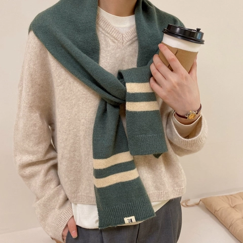 Dames Gebreide Sjaal Sjaal Gestreept Dik Warm Winter Nekwarmer Decoratieve Valse Kraag Mode Accessoire