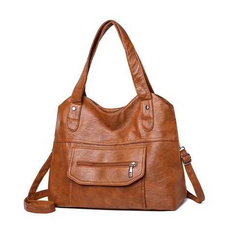Large Capacity Tote Bag PU Leather Lychee Pattern Adjustable Strap Front Zipper Pocket Minimalist Casual For Women