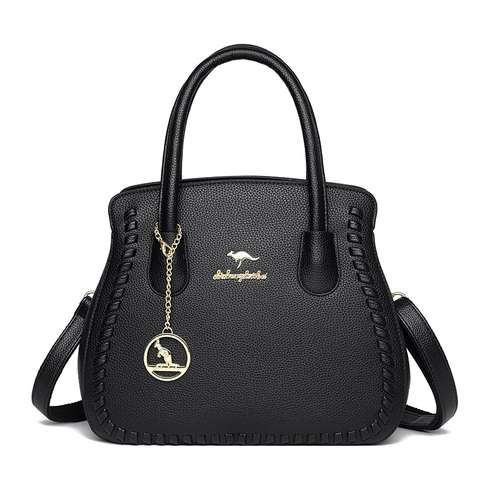 Women Handbag Lychee Texture PU Leather Large Capacity Business Commute Crossbody Shoulder Bag With Top Handle Weaving