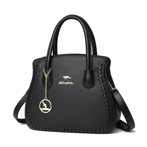Women Handbag Lychee Texture PU Leather Large Capacity Business Commute Crossbody Shoulder Bag With Top Handle Weaving