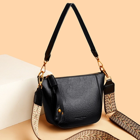 Bolso De Hombro Mujer Cuero PU Retro Bandolera Correa Ancha Tejida Pequeño Bolso Silla Mensajero Dorado Elegante