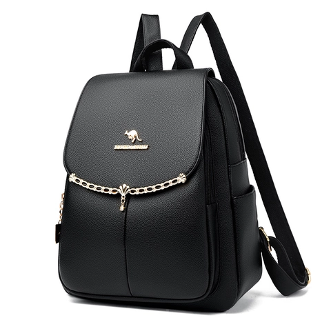 Damen Mode Rucksack Lychee Muster PU Leder Minimalistisch Pendeln Vielseitig Goldkette Dekor Diebstahlsicher Große Kapazität