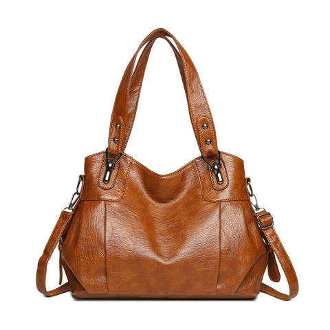 Borsa Tote Da Donna Pelle PU Grande Capacità Borsa A Tracolla A Mano Per Pendolari Vintage Morbida Multi Tasche