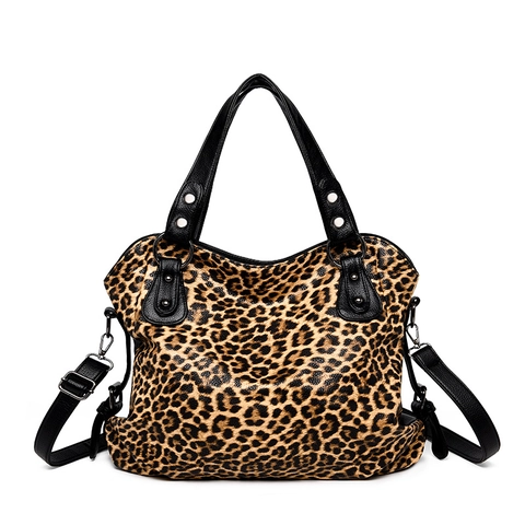 Bolso Tote Vintage Estampado Leopardo Zebra Cuero PU Gran Capacidad Bolso De Hombro Bandolera Mujer Moda Versátil