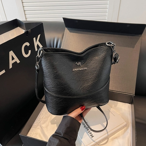 Borsa A Tracolla Da Donna Pelle PU Moda Semplice Grana Di Lychee Borsa A Secchiello Elegante Borsa Da Giorno Versatile