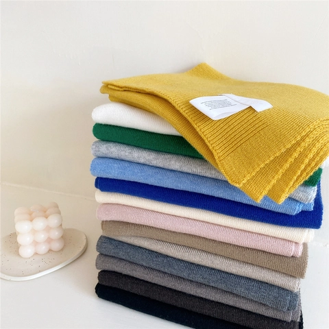 Winter Gebreide Sjaal Warm Effen Kleur Lange Nekwarmer Voor Dames Herfst Mode Accessoires Zachte Dikke Ribbeltextuur