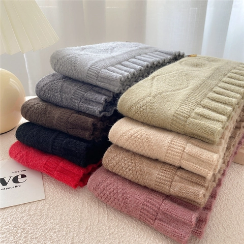 Sciarpa Scaldacollo In Maglia Da Donna Con Bottoni Motivo A Rombi Caldo Inverno Autunno Paracollo Bordo Con Volant A Costine Morbido