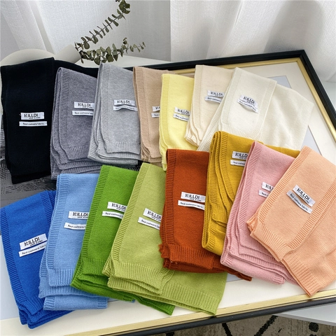 Chal De Punto Cuello Desmontable Mezcla De Cachemira Color Sólido Suave Envoltura Moda Hombro Drapeado Mujer Accesorios