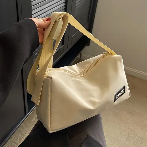 Women Nylon Crossbody Bag Wide Adjustable Strap High Capacity Minimalist Casual Shoulder Messenger Bag Square Purse