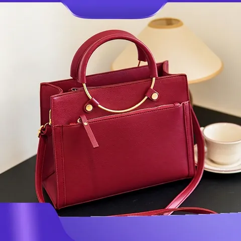 Borsa Da Donna Pelle PU Trama Litchi Manico In Metallo Dorato Borsa A Tracolla Elegante Quotidiana Matrimonio Grande Capacità