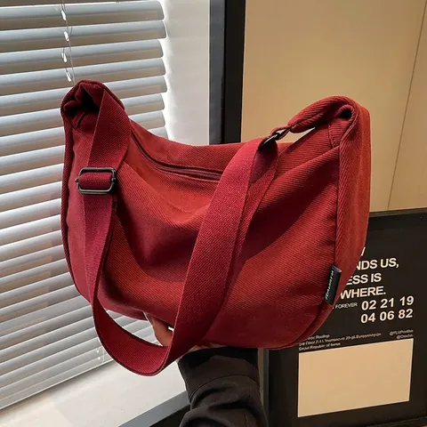 Grand Sac En Toile Forme Croissant Sac Bandoulière Minimaliste Style Niche Femme Voyage Décontracté