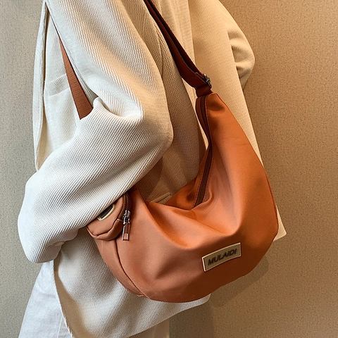 Nylon Halve Maan Schoudertas Crossbody Met Afneembare Mini Portemonnee Verstelbare Riem Casual Mode Vrouwen