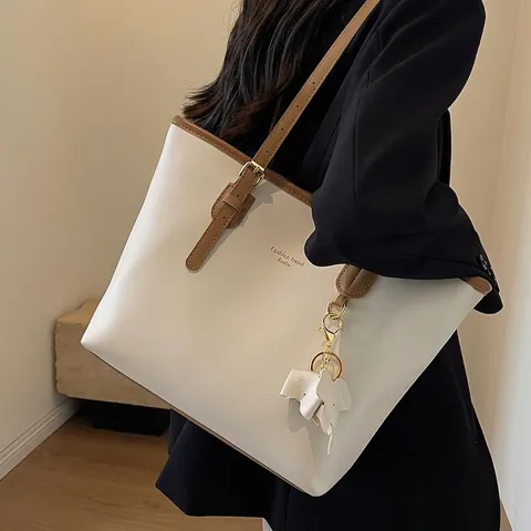 Borsa Tote Grande Capacità In Pelle PU Borsa A Spalla Da Donna Elegante Alla Moda Con Pendente A Elefante