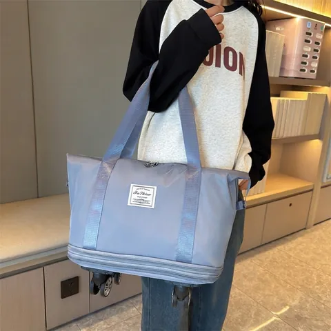 Large Capacity Oxford Cloth Rolling Travel Bag Expandable Water Resistant Duffel Bag With Wheels For Short Trip Business