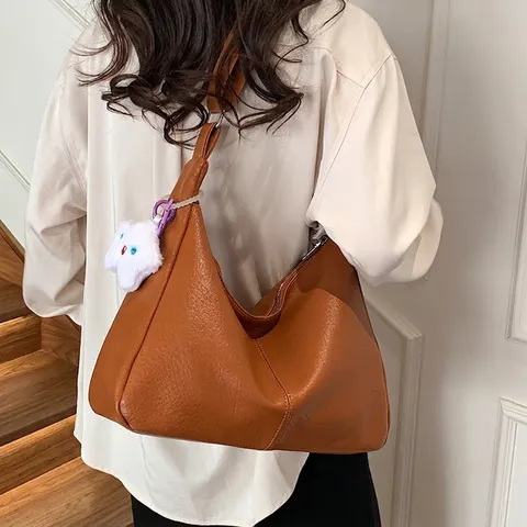 Sac Hobo Vintage En Cuir PU À Texture Lychee Grande Capacité Sac À Main Bandoulière Pour Femmes