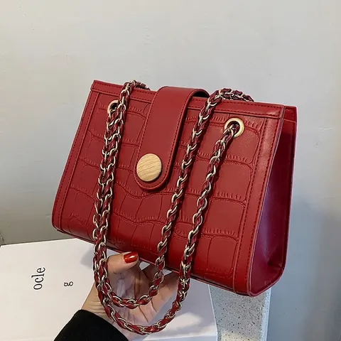 Crocodile Pattern PU Leather Crossbody Bag For Women Elegant Wedding Party Shoulder Handbag With Round Buckle Chain Strap