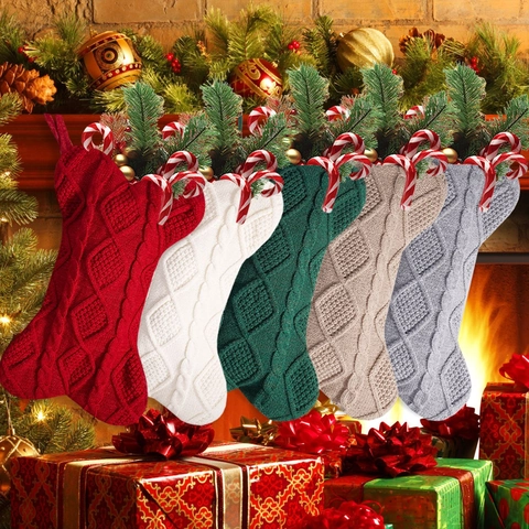 Calza Di Natale In Maglia A Forma Di Osso Trecce Da Appendere Decorazione Festiva Cane Gatto Acrilico