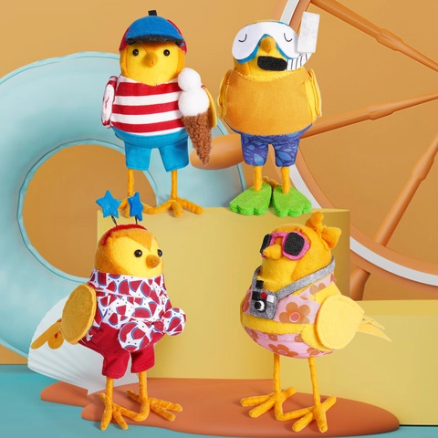 Figurine d'Oiseau de Plage d'Été Mignonne Ornement en Tissu de Feutre Style Vacances Décoration de Table pour la Maison
