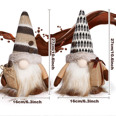 Gnomo del Caffè Luminoso Decorazione in Peluche Cappello a Maglia Tomte Scandinavo Rudolph Ornamento da Tavolo per Bar Casa Cucina