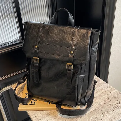 Dames Vintage PU Leren Rugzak Grote Capaciteit Retro Britse Stijl Klep Reizen Rugzak Schooltas Bronzen Hardware