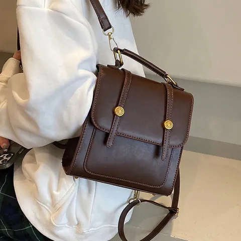 Vintage PU-Leren Rugzak Voor Dames Multifunctionele Retro Schoudertas Handtas Voor School En Casual Reizen
