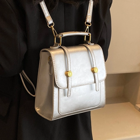 Vintage PU-Leren Rugzak Voor Dames Multifunctionele Retro Schoudertas Handtas Voor School En Casual Reizen
