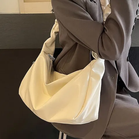 Large Capacity Hobo Bag PU Leather Ruched Scrunchie Strap Chic Casual Commuting Underarm Shoulder Handbag For Women