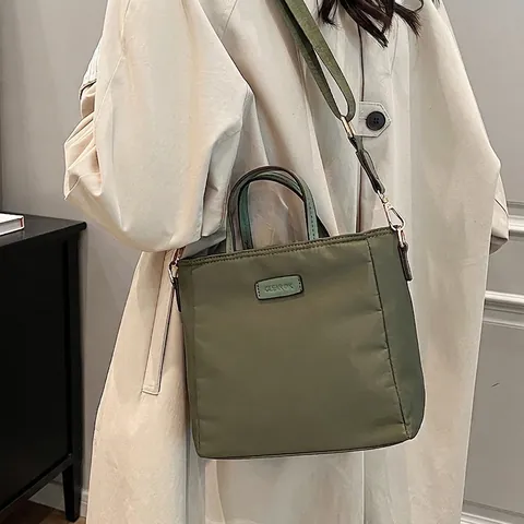 Borsa Tote In Nylon Donna Borsa A Tracolla Leggera Con Tracolla Larga Regolabile Stile Urbano Casual Street Style