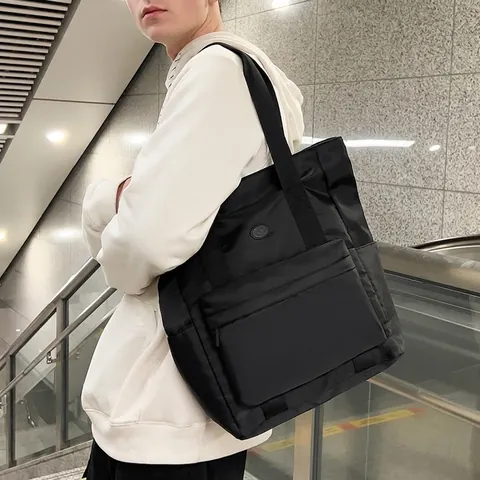 Borsa Tote In Nylon Grande Capacità Impermeabile Tasche Multiple Lavoro Scuola Viaggi Borsa A Spalla Casual Per Donna