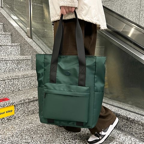 Borsa Tote In Nylon Grande Capacità Impermeabile Tasche Multiple Lavoro Scuola Viaggi Borsa A Spalla Casual Per Donna