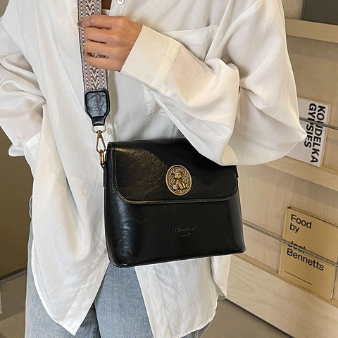 Sac Seau Rétro en Cuir PU pour Femme Avec Large Bandoulière Tissée Petit Sac à Épaule de Designer pour Voyage Quotidien