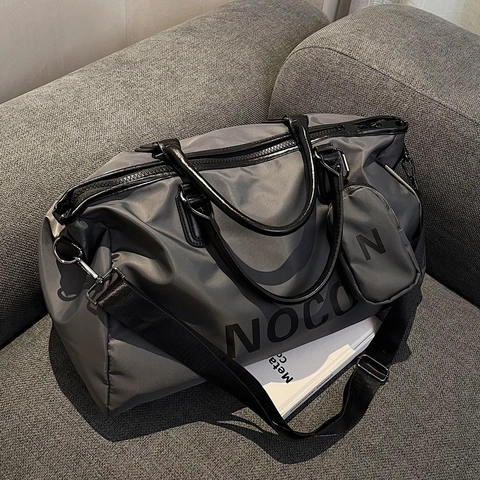 Borsa Da Viaaggio Grande Capacità Impermeabile Nylon Palestra Sport Mano Con Mini Pochette Tracolla Regolabile Unisex