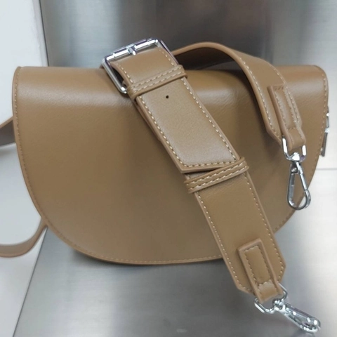 PU Leather Saddle Bag Women Vintage Half Moon Crossbody Bag With Adjustable Wide Strap Silver Hardware Minimalist Purse