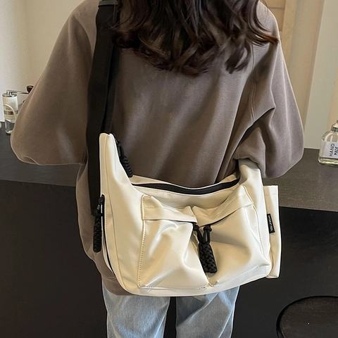 Women Large Capacity Oxford Cloth Messenger Bag Multi-Pocket Dumpling Shape Casual Workwear Crossbody Shoulder Bag