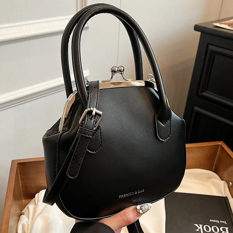 Dames Retro Dokter Handtas PU Leer Vintage Kiss Lock Crossbody Tas Handvat Elegant Mode Accessoire Casual